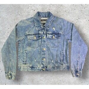 Alivia Ford Distressed Denim Jacket Button Up Women’s Size Large